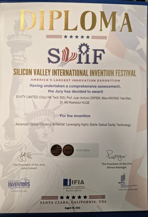 Silicon Valley International Invention Festival (2025) — Gold Medal